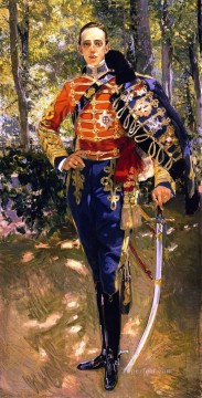  Alfonso Lienzo - Retrato Del Rey Don Alfonso XIII con el Uniforme De Husares pintor Joaquín Sorolla
